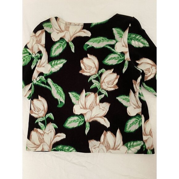 Anthropologie Vintage Style Postage Stamp tropical Floral Print Top - Picture 2 of 6